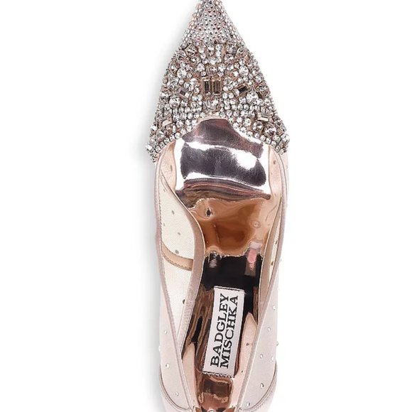 Badgley Mischka Quintana Crystal & Mesh High-Heel Pumps Size 9.5 - Picture 2 of 16